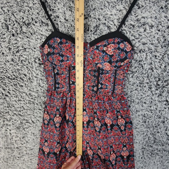 Band of‎ Gypsies Womens XS Jumpsuit Wide Leg Dark Floral Smocked Boho Romper - Picture 6 of 11